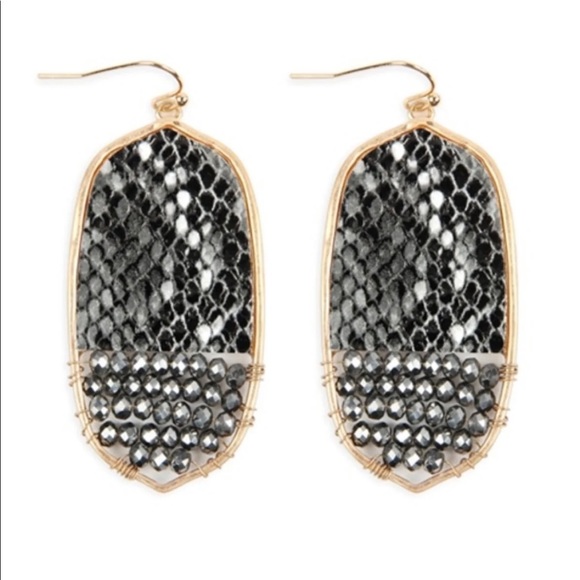 Oval Snakeskin Earrings NWT - Picture 1 of 16
